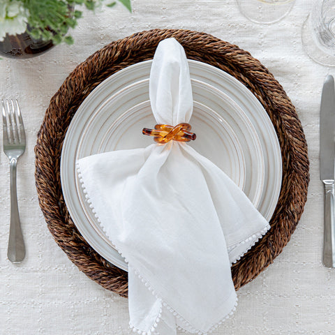 Berry Trim Napkin Set/4 - White