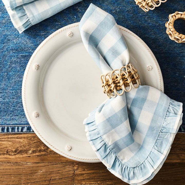 Gingham Ruffle Napkin Set/4 - Ocean