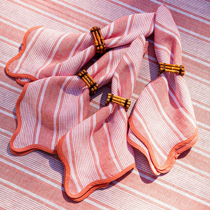 Cabana Stripe Napkin Set/4 - Coral