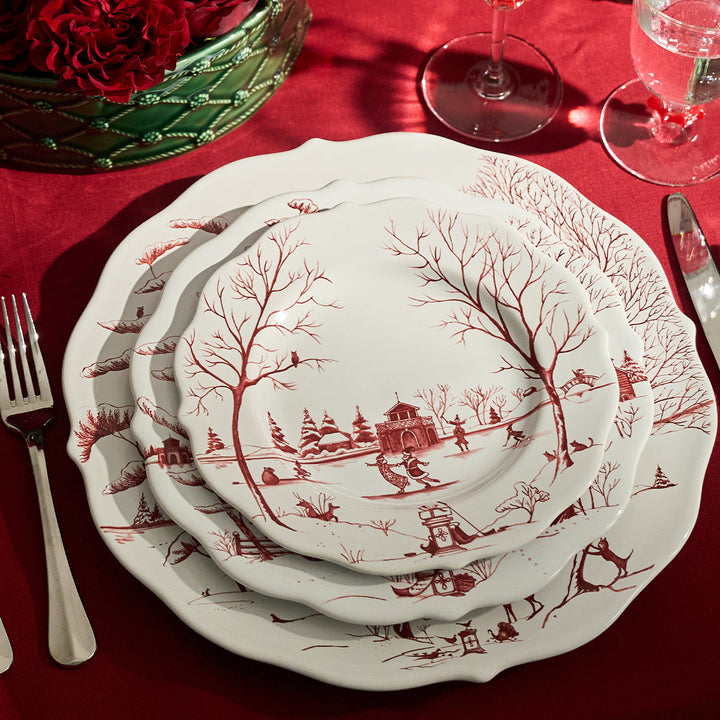 Country Estate Winter Frolic Charger/Platter - Ruby