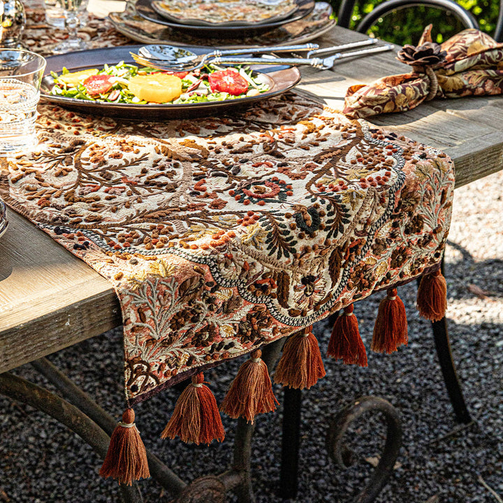Willa Embroidered 18" x 90"  Table Runner - Amber