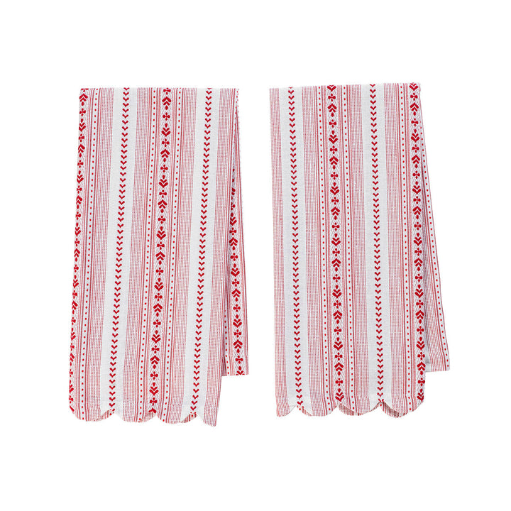 Villa Stripe Kitchen Towel Set/2 - Ruby