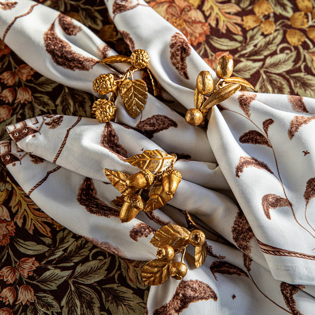 Forest Walk Leaf Napkin Ring Assorted Set/4 - Gold