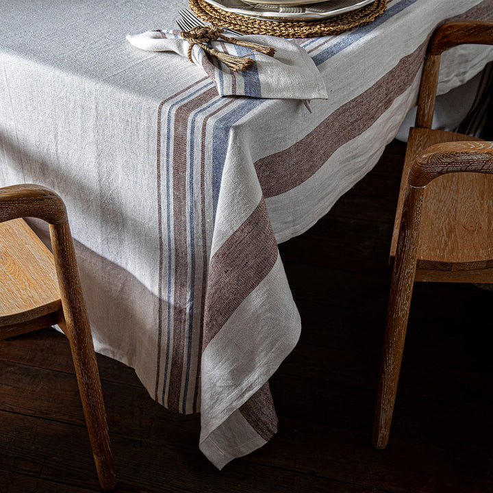 Danish Stripe 60" x 120" Tablecloth - Taupe