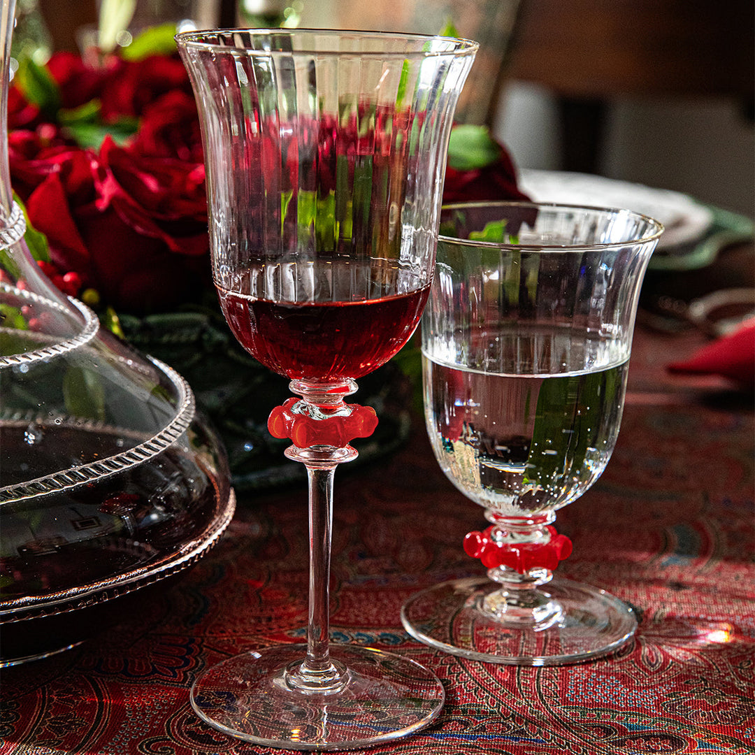 Nell Ruffle Wine Glass - Ruby