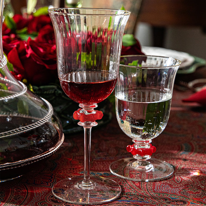 Nell Ruffle Wine Glass - Ruby