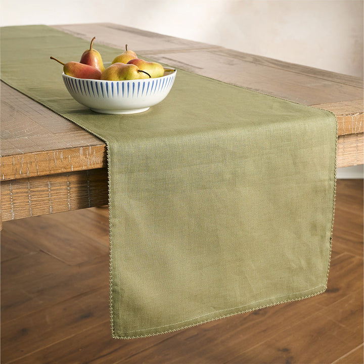 Berry Scallop 18" x 90" Table Runner - Sage