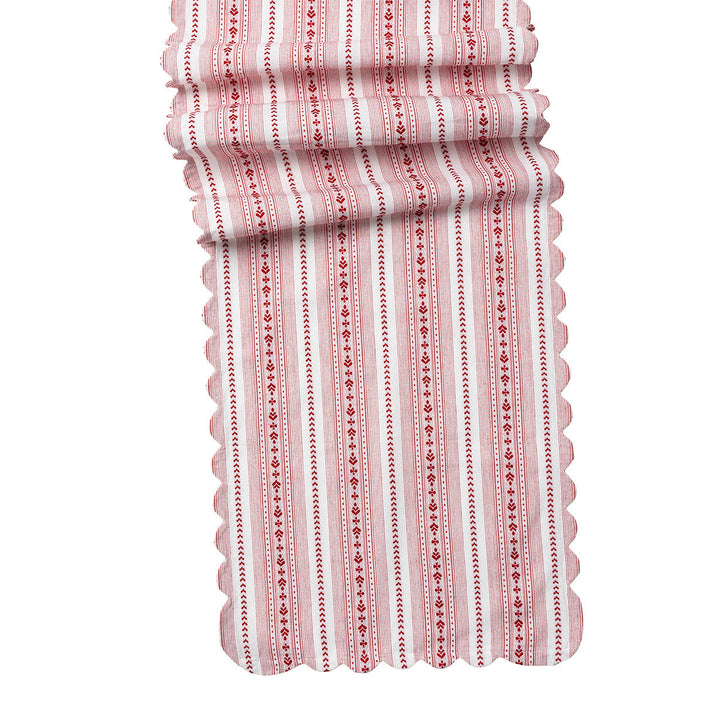 Villa Stripe 18" x 90" Table Runner - Ruby
