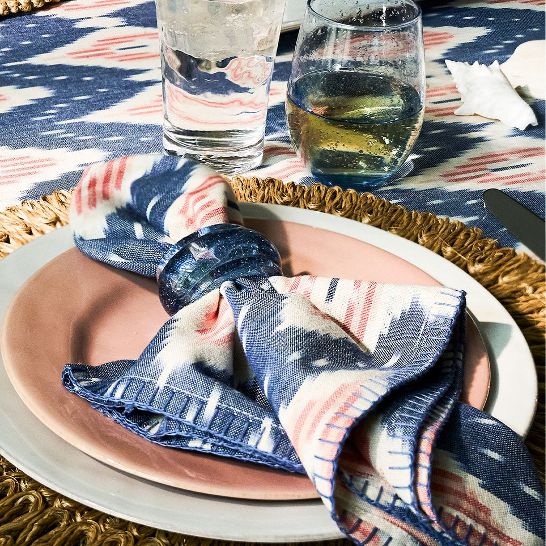 Ikat Napkin Set/4 - Blue/Pink