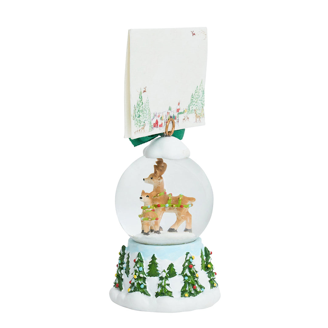 Berry &amp; Thread North Pole Reindeer Snow Globe Place Card Holder