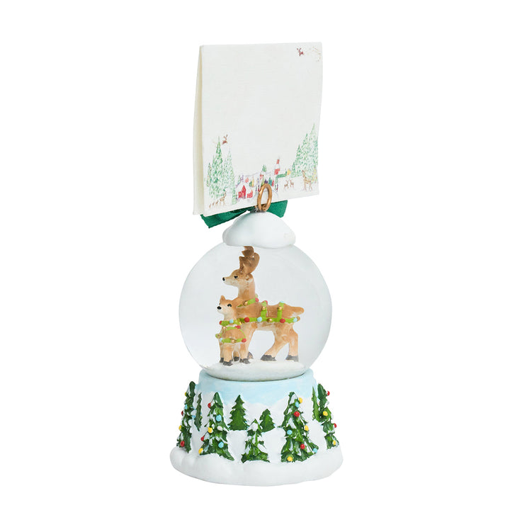 Berry &amp; Thread North Pole Reindeer Snow Globe Place Card Holder