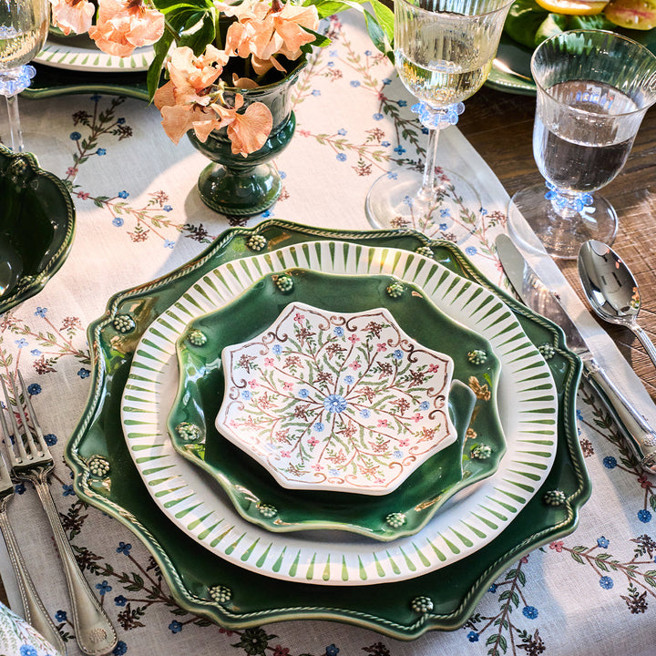 Berry &amp; Thread Scalloped Dessert/Salad Plate - Basil