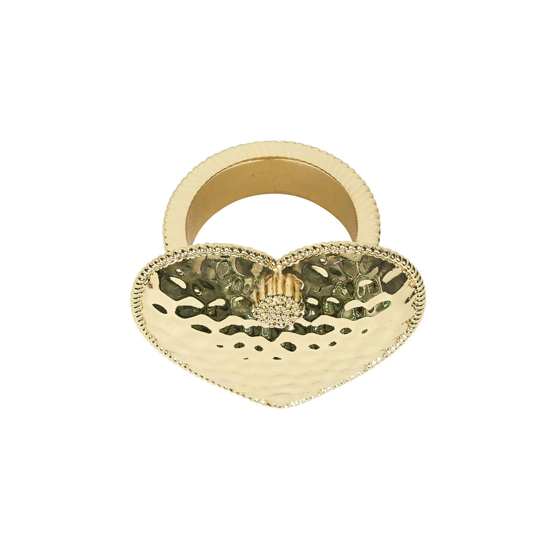 Berry &amp; Thread Heart Napkin Ring Set/4 - Gold