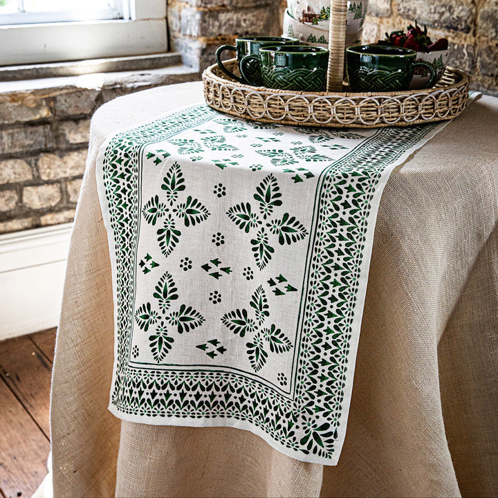 Iberian Border 18" x 90" Table Runner - Evergreen
