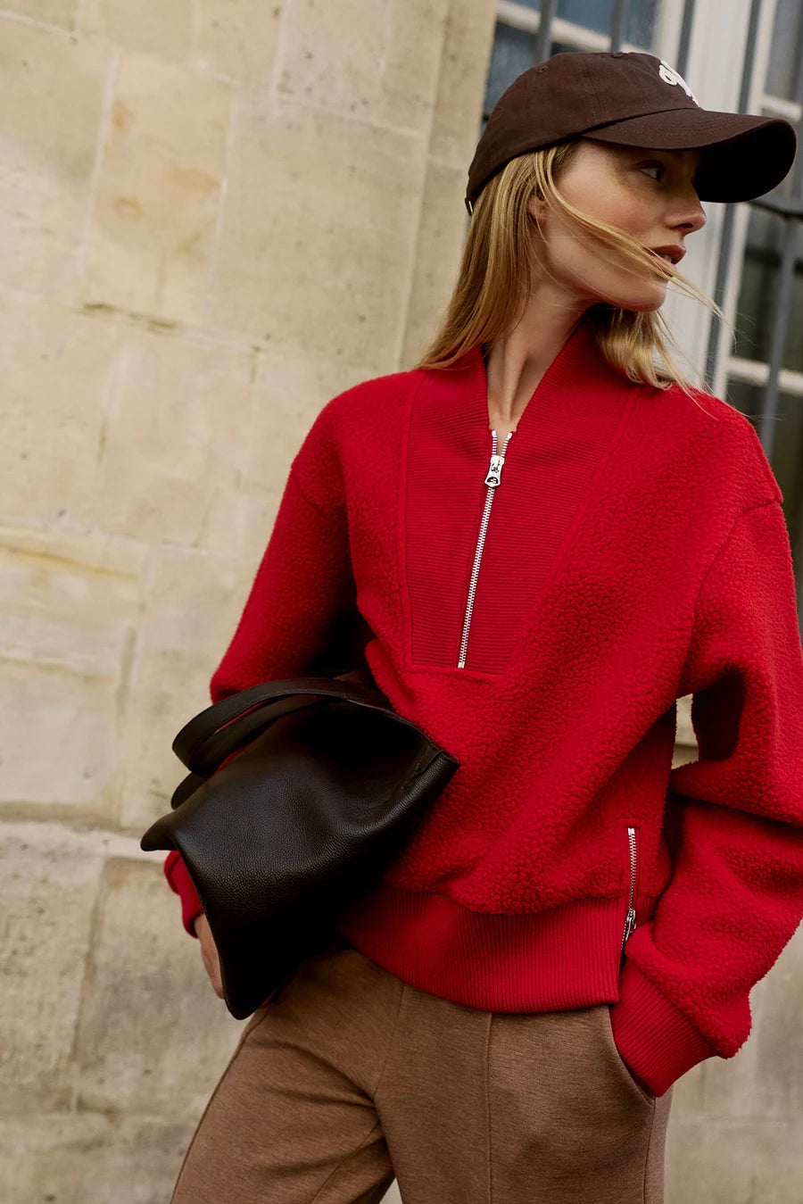 Mumford Half Zip Fleece (Washed Red)