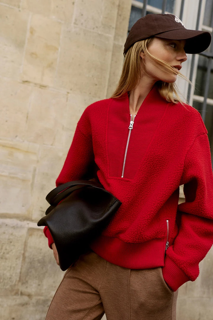 Mumford Half Zip Fleece (Washed Red)