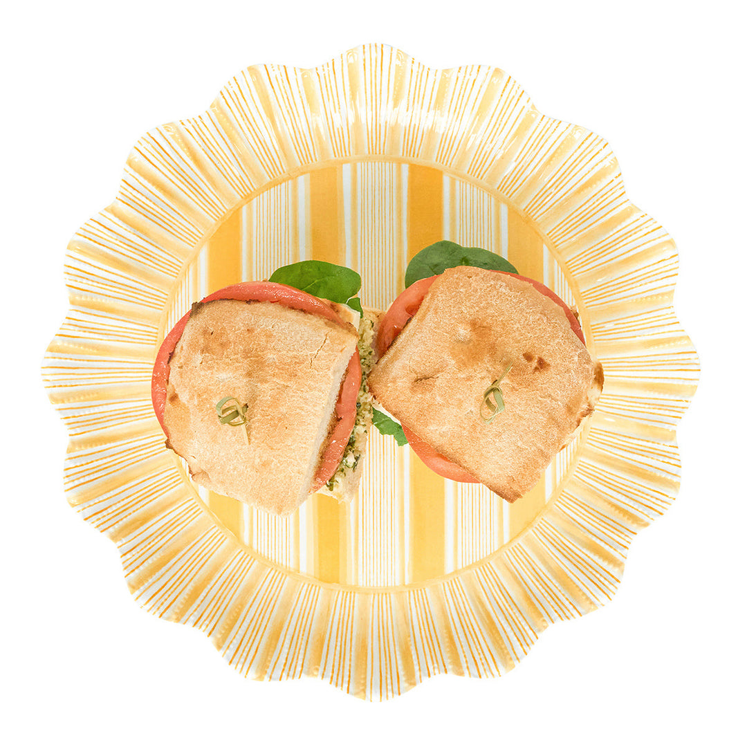 Cabana Stripe Melamine Dinner Plate Set/4 - Sunshine
