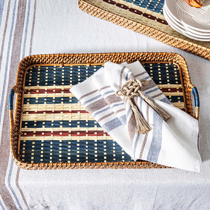 Danish Stripe 18" Tray - Navy