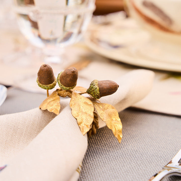 Forest Walk Acorn Napkin Ring Set/4 - Multi