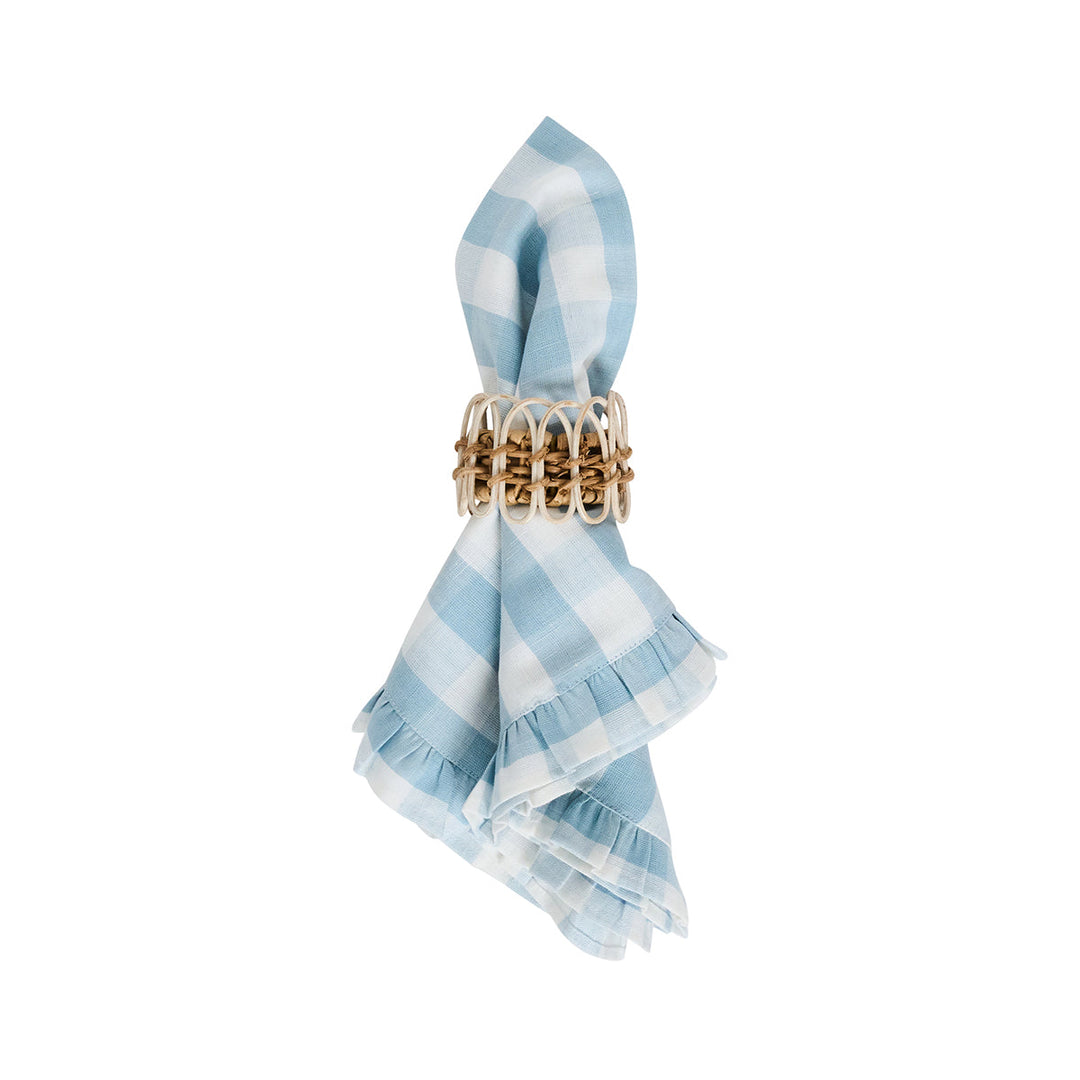 Gingham Ruffle Napkin Set/4 - Ocean