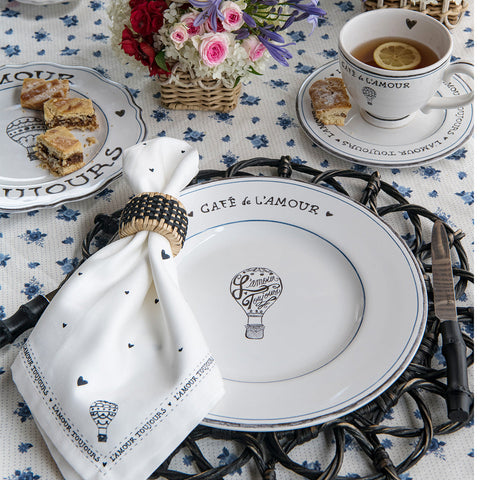 L'Amour Toujours Napkin Set/4 - White/Black