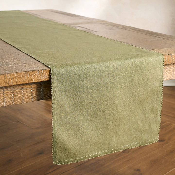 Berry Scallop 18" x 90" Table Runner - Sage