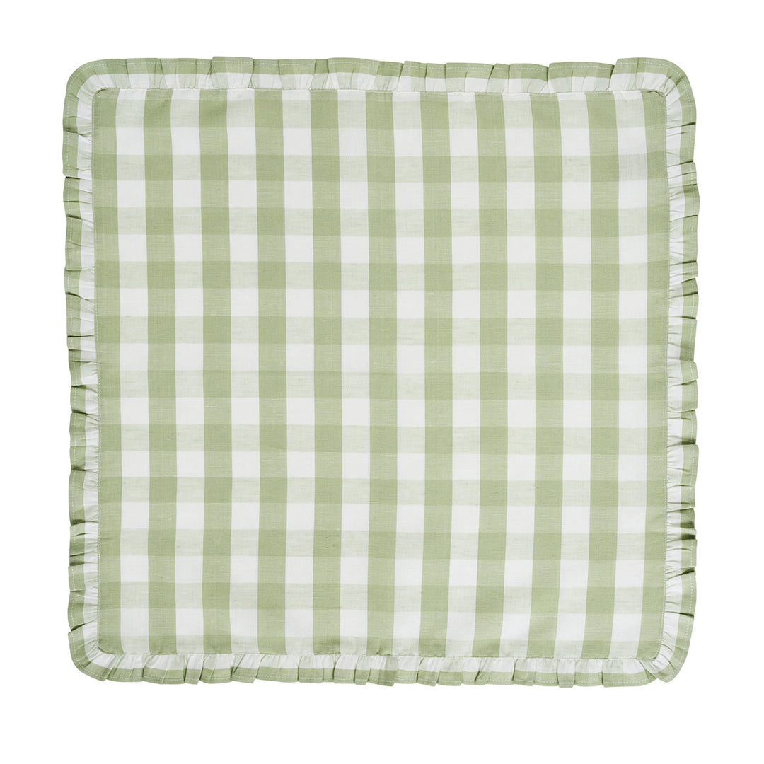 Gingham Ruffle Napkin Set/4 - Seagrass