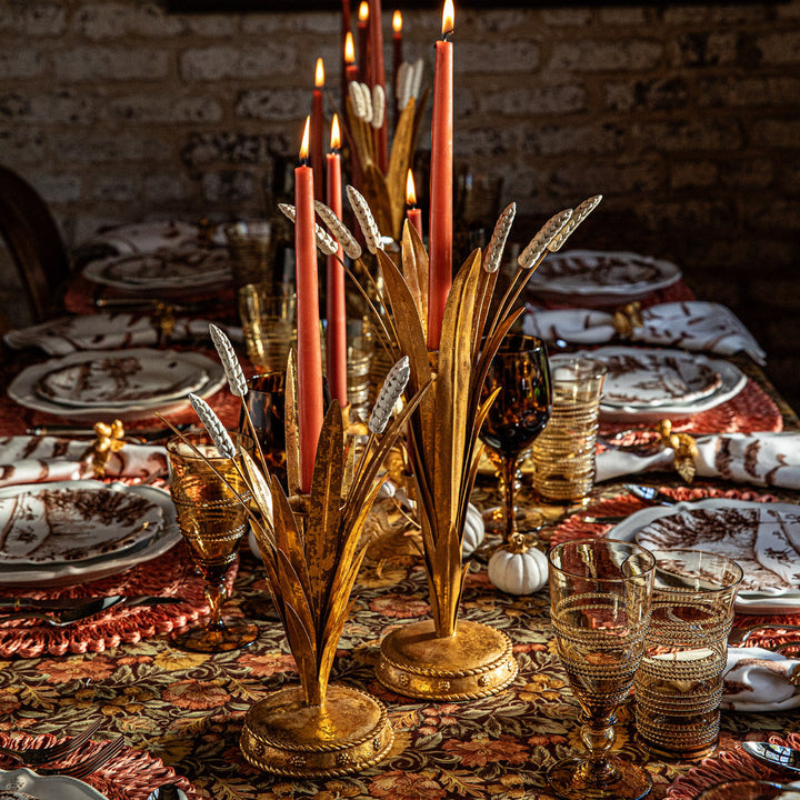 Forest Walk Wheat 13" Candlestick - Gold