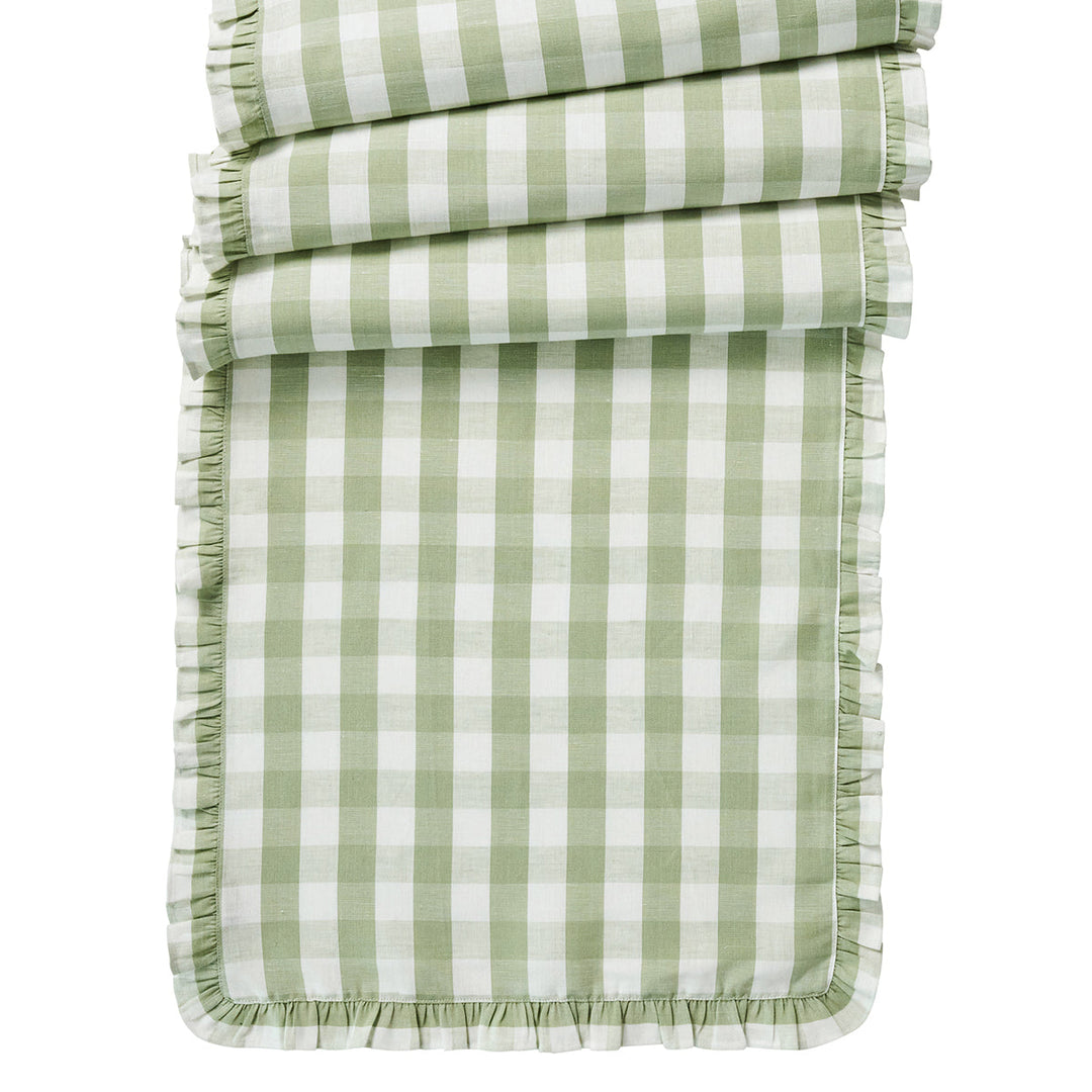 Gingham Ruffle 18" x 90" Table Runner