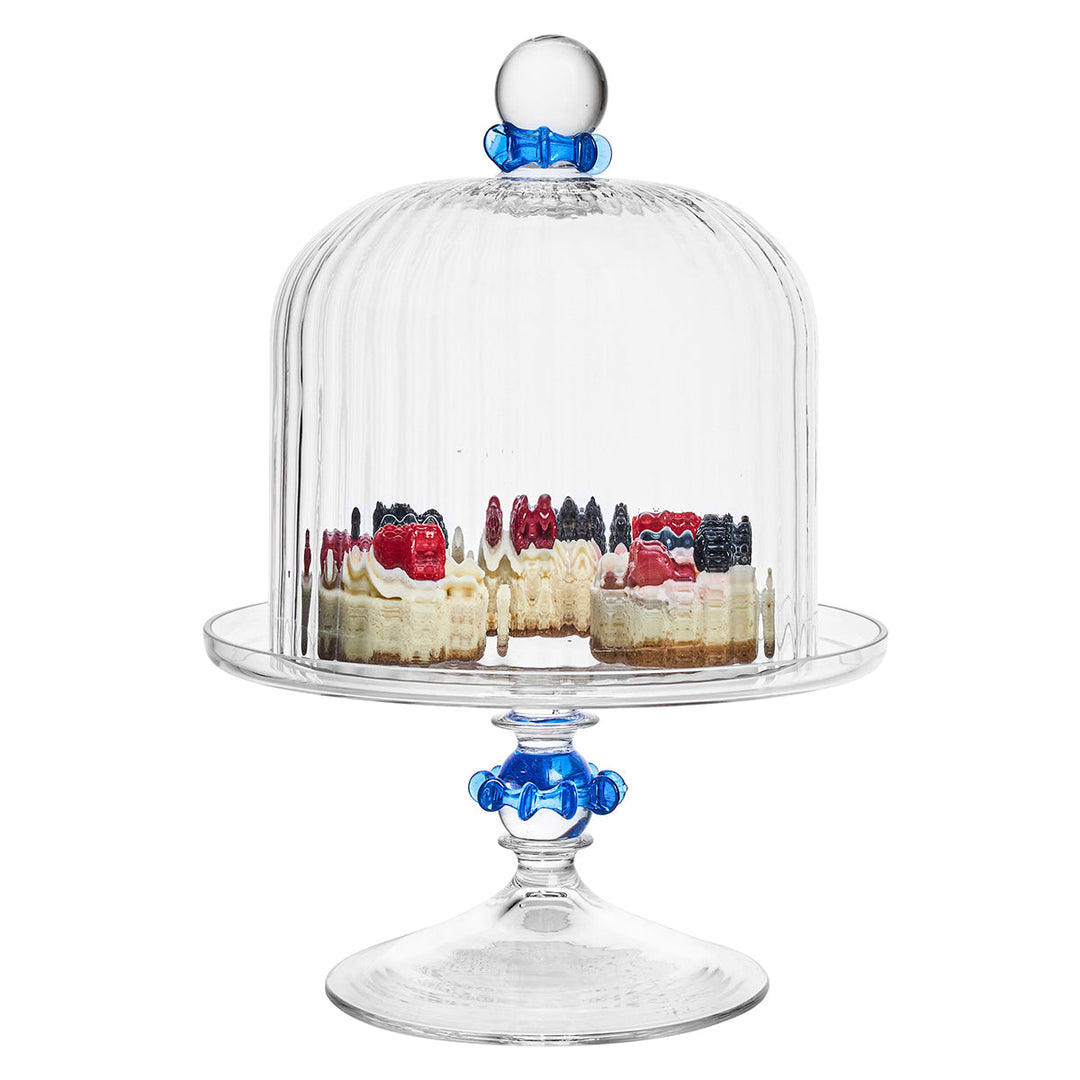 Nell Ruffle Petite Cake Dome &amp; Stand Set - Chambray
