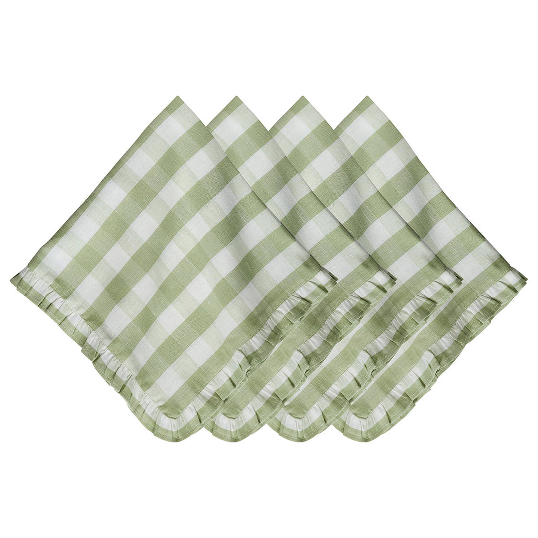 Gingham Ruffle Napkin Set/4