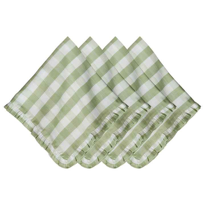 Gingham Ruffle Napkin Set/4 - Seagrass