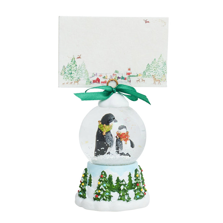 Berry &amp; Thread North Pole Penguin Snow Globe Place Card Holder