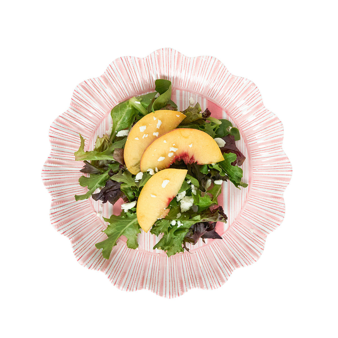 Cabana Stripe Melamine Dessert/Salad Plate Set/4 - Coral