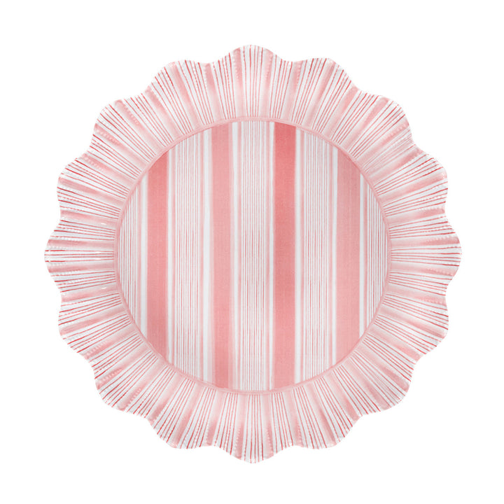 Cabana Stripe Melamine Dinner Plate Set/4 - Coral