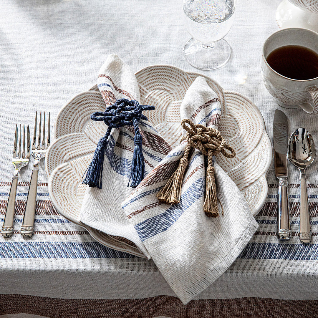 Mystic Knot Napkin Ring Set/4- Navy