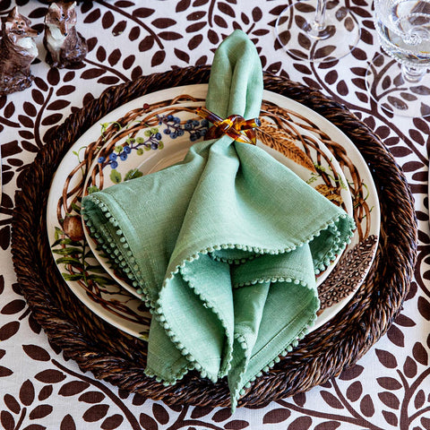 Berry Trim Napkin - Watercress