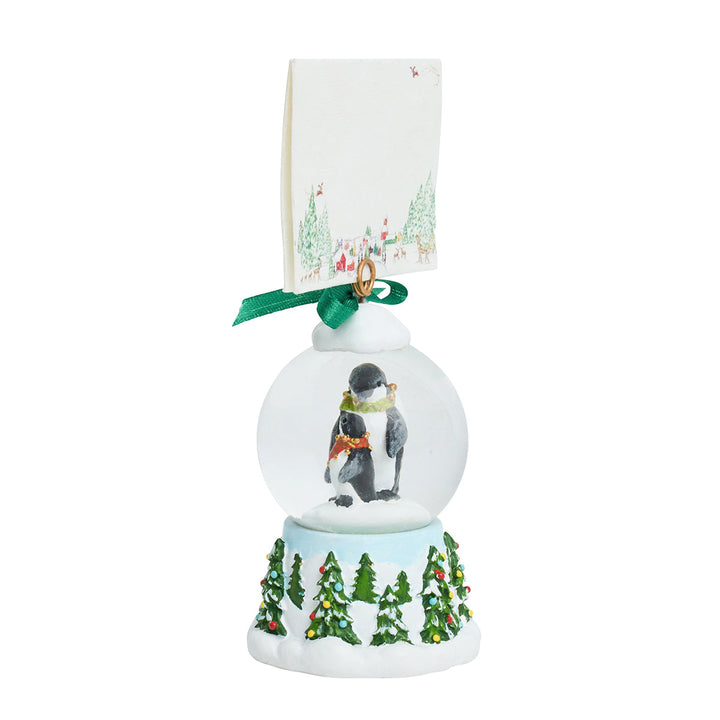 Berry &amp; Thread North Pole Penguin Snow Globe Place Card Holder