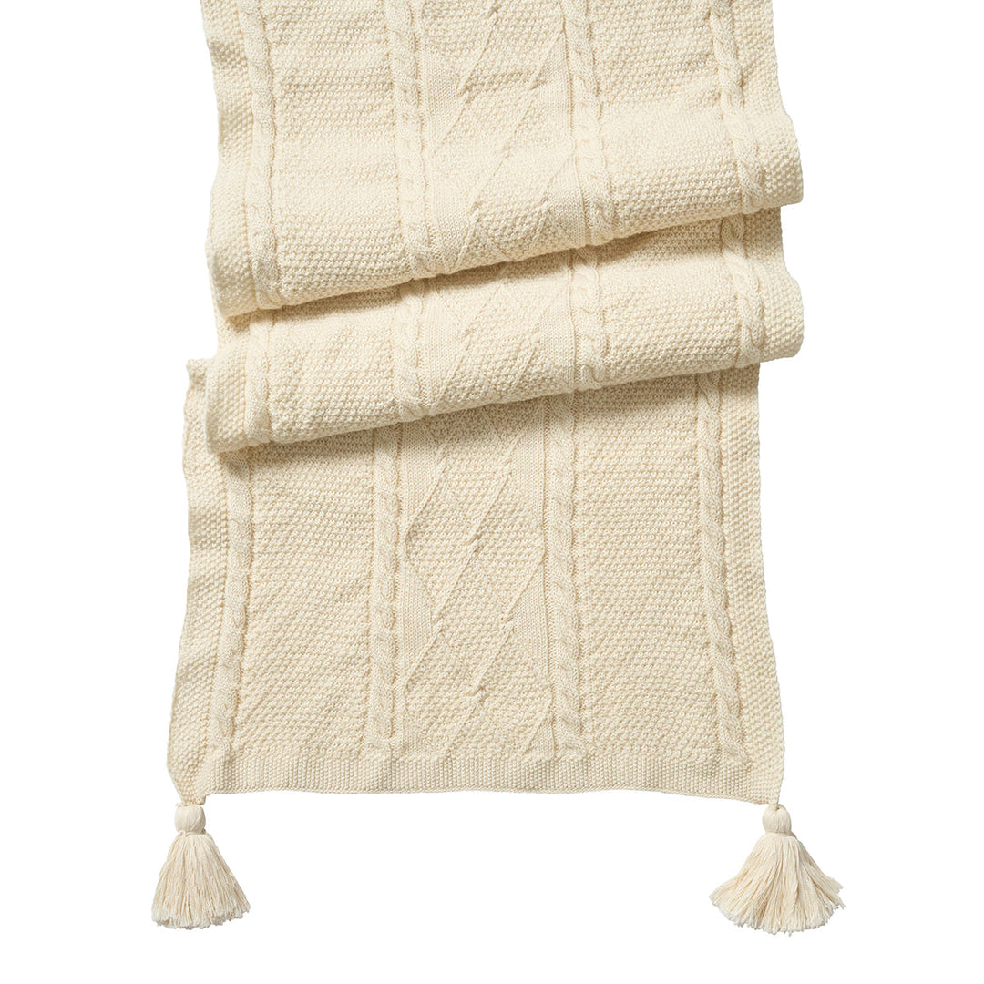 Berry &amp; Thread Cable Knit 18" x 108" Table Runner - Ivory