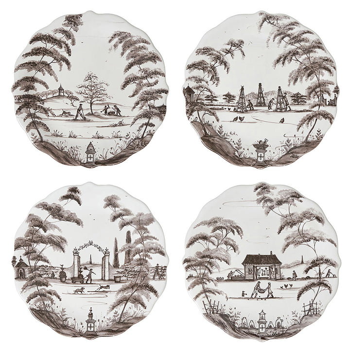 Country Estate Party Plate Assorted Set/4 - Flint Grey