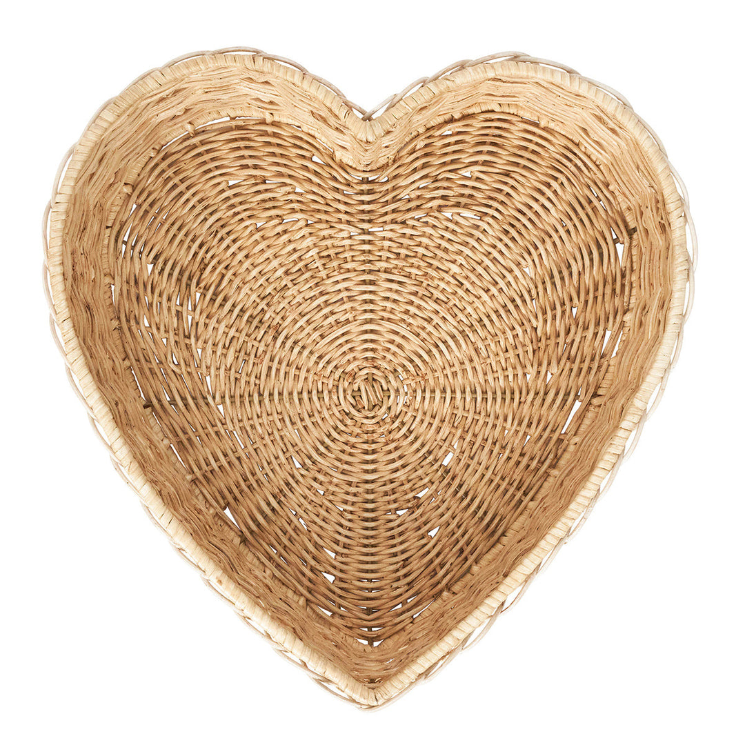 Provence Rattan 16" Heart Tray - Whitewash