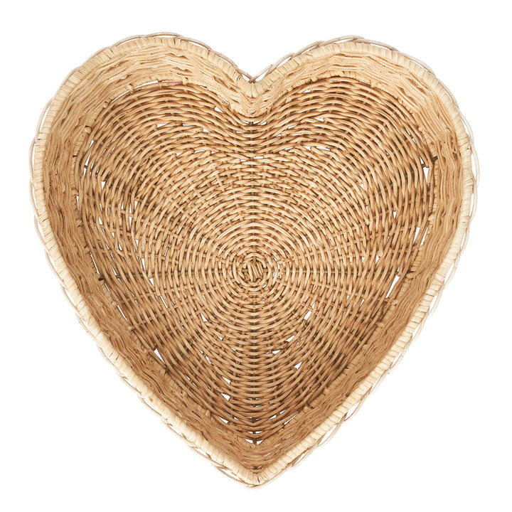 Provence Rattan 16" Heart Tray - Whitewash