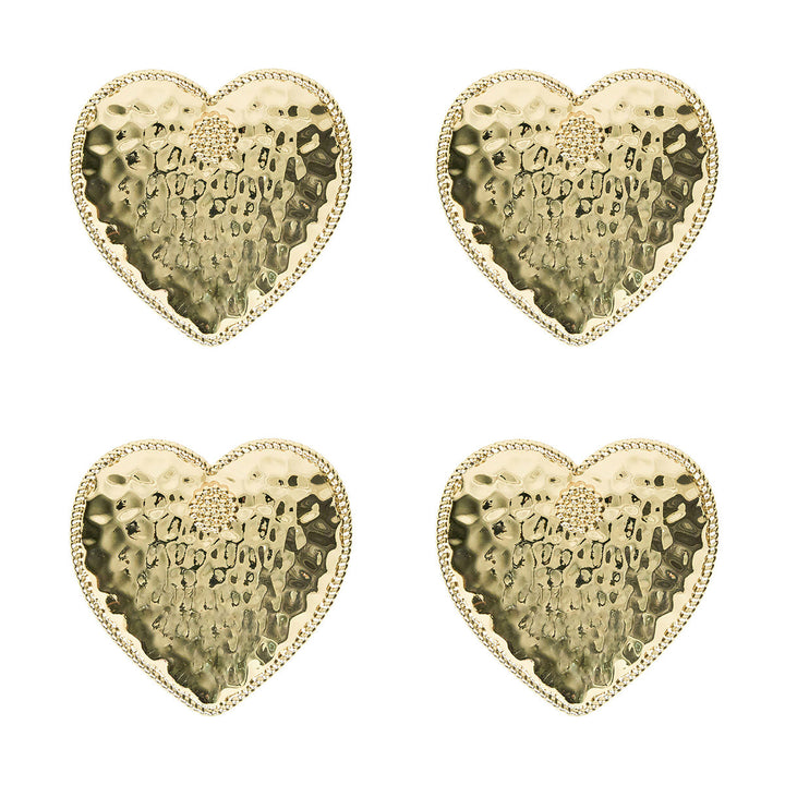Berry &amp; Thread Heart Napkin Ring Set/4 - Gold