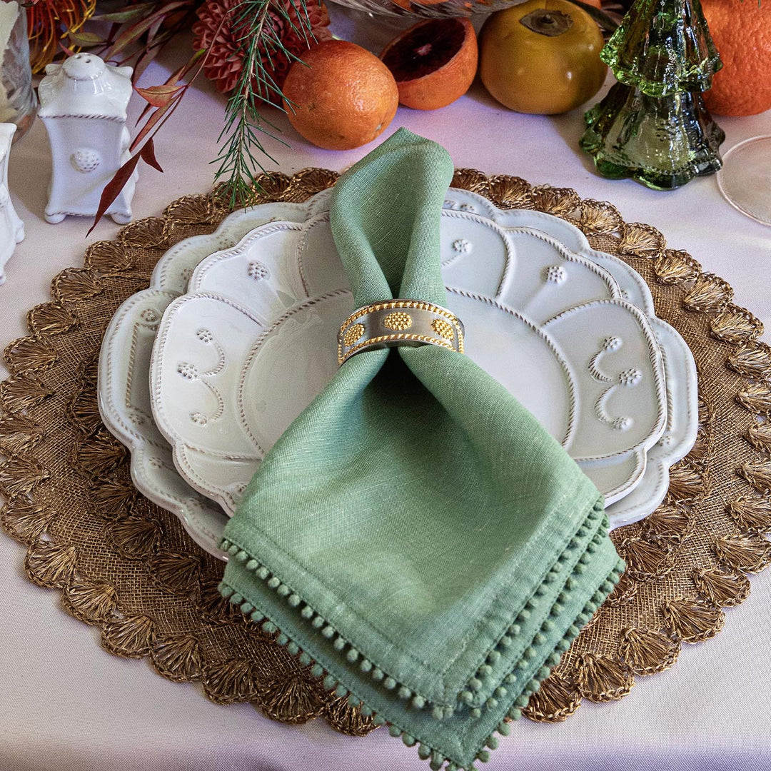 Berry &amp; Thread Napkin Ring Set/4 - Silver/Gold