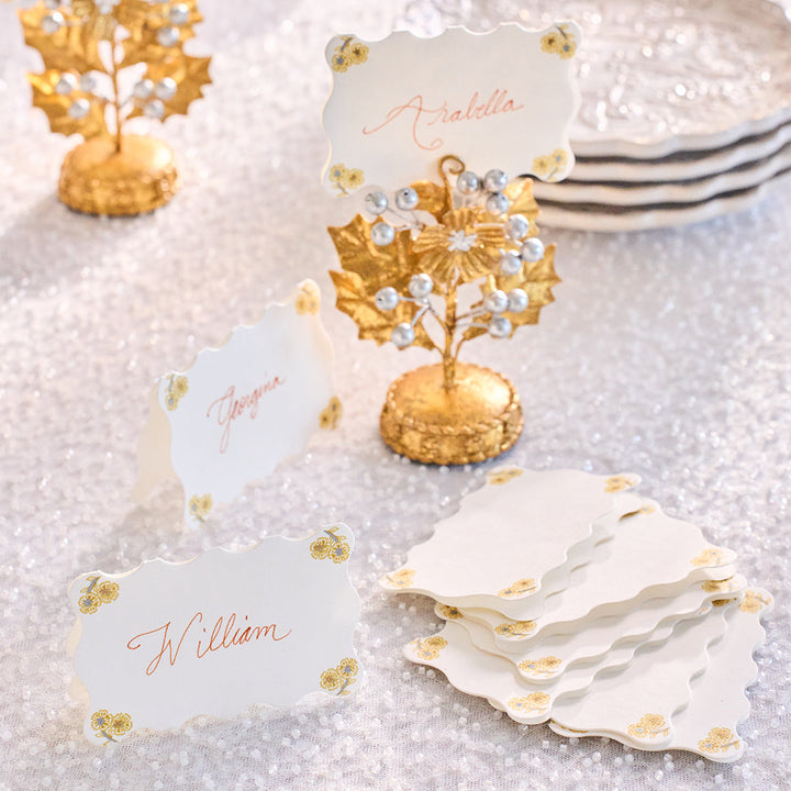 Berry &amp; Thread Thistle Place Card Set/12 - Gold/Silver