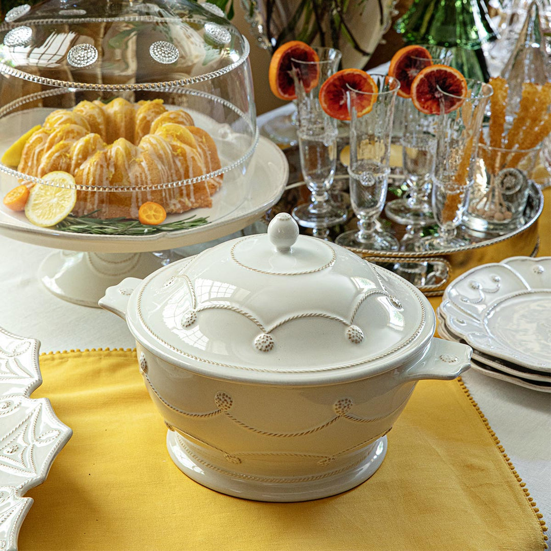 Berry &amp; Thread Casserole with Lid - Whitewash