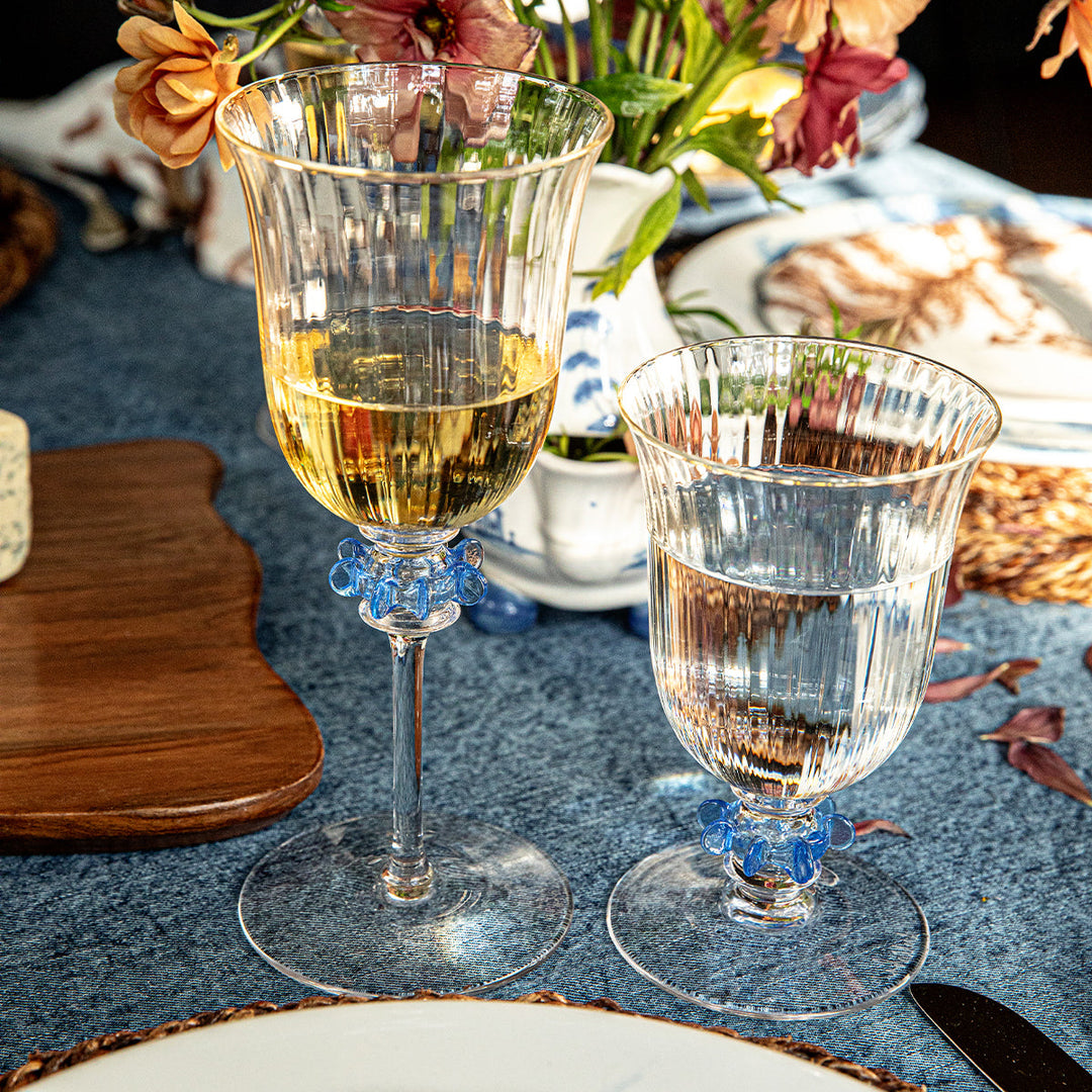 Nell Ruffle Wine Glass - Chambray