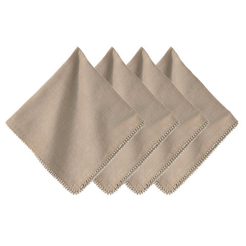 Berry Trim Napkin Set/4 -Flax