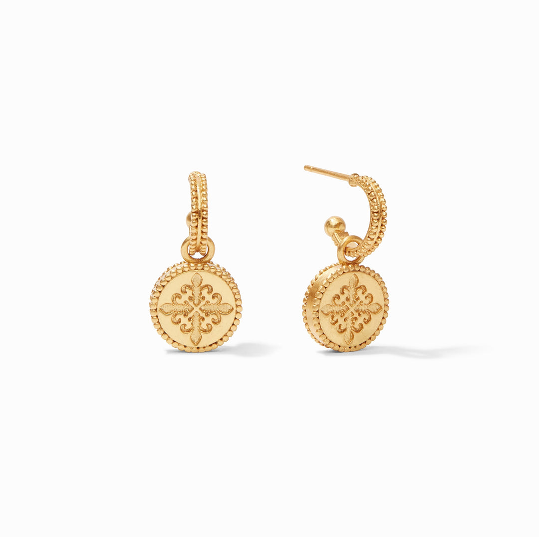 Fleur-de-Lis Hoop &amp; Charm Earring