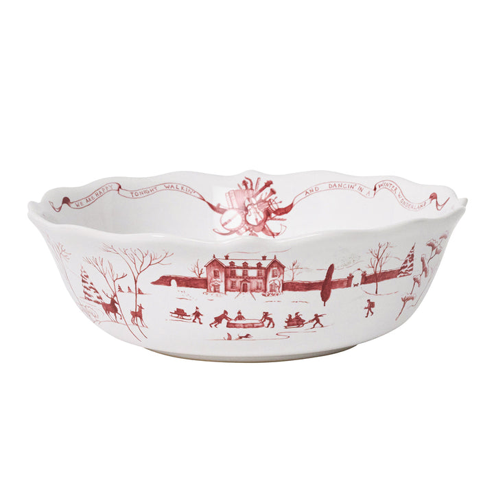 Country Estate Winter Frolic 11" Serving Bowl - Ruby